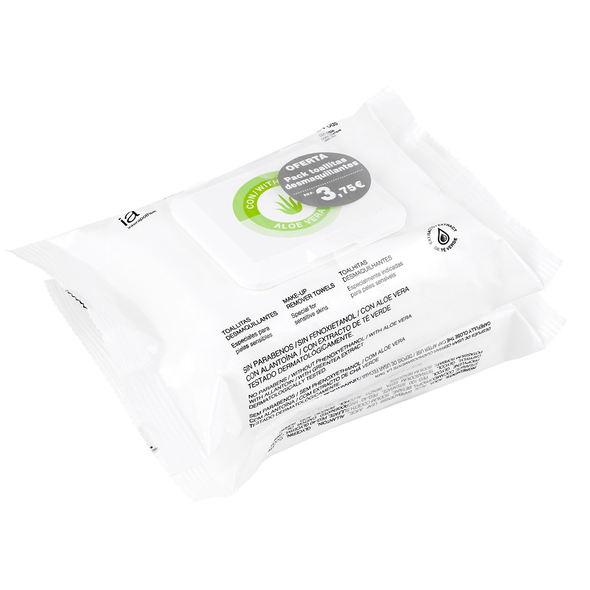 Imagen de Interapothek pack duplo toallitas desmaquillantes aloe vera
