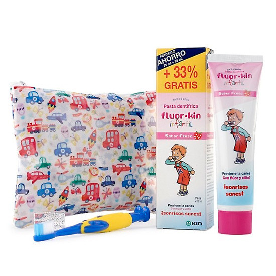 Imagen de Fluorkin infantil pasta+cepillo+neceser