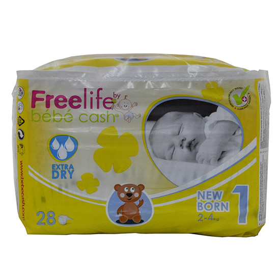 Imagen de Freelife Pañal bebecash 1 recien nacido 2-4kg 28uds