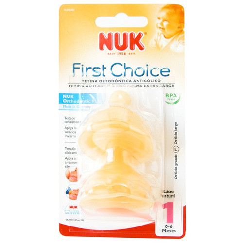 Imagen de Nuk Tetina fist choice látex boca ancha talla 1 orificio L 2uds