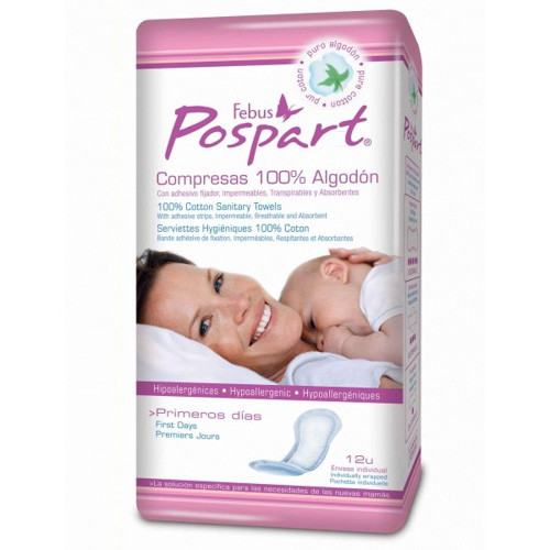 Imagen de Indasec pospart compresas 1ºdias algodón 12u