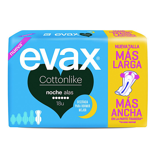Imagen de Evax compresas cottonlike noche alas 18und