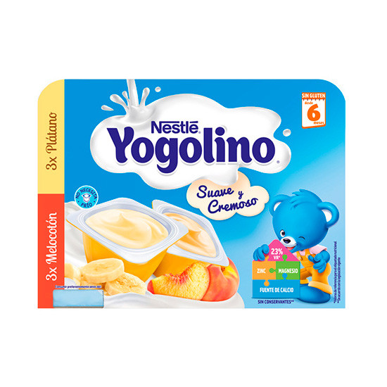 Imagen de Nestlé Yogolino suave y cremoso 3 plátano y 3 melocotón 6x60g