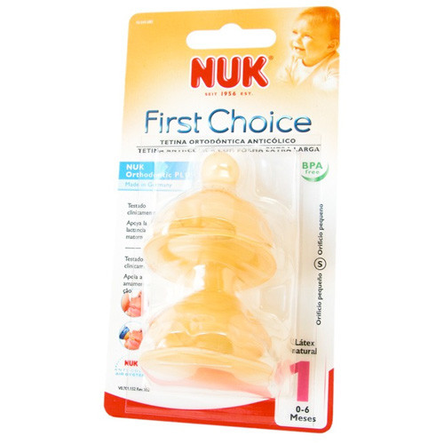 Imagen de Nuk Tetina fist choice látex boca ancha talla 1 orificio S 2uds