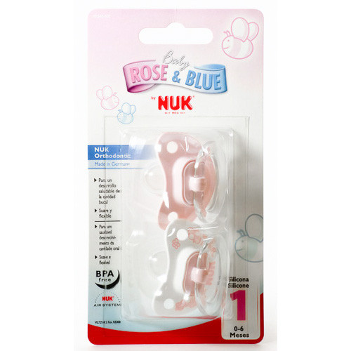 Imagen de Nuk Nukete chupete silicona rosa talla 1 2 uds